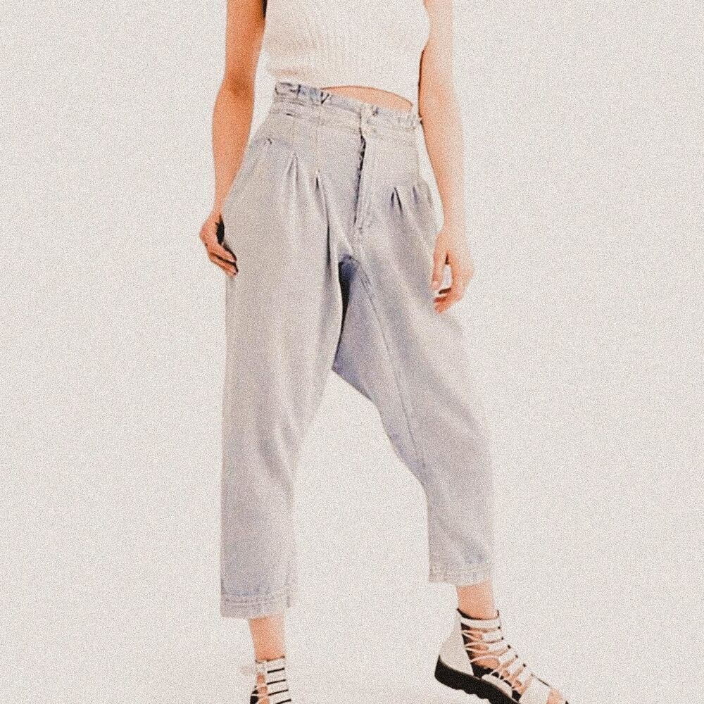 Free People Mover & Shaker Pleated Slouchy 80s Denim Harem Jeans – Sz 2